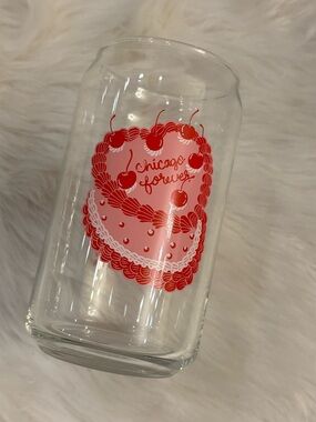 Chicago Forever Red Cherry Heart Glass Tumbler